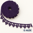 Purple pointed fan edge Brussels lace