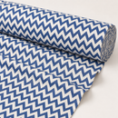Blue chevron printed polycotton fabric