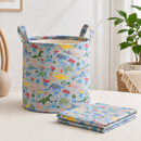 Example use of dinosaurs on grey printed polycotton fabric