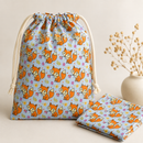 Foxes polycotton fabric drawstring bag example