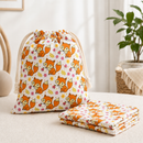 Example use of foxes on white printed polycotton fabric