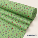 Whimsical garden friends on green polycotton fabric © Fabric Alex