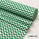 Green and white chevron polycotton fabric © Fabric Alex