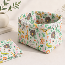Jungle animals polycotton fabric storage basket example