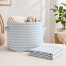 Example use of light blue chevron printed polycotton fabric