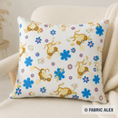 Monkeys and flowers on white polycotton fabric cushion example © Fabric Alex