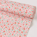 Pink and coral floral printed polycotton fabric