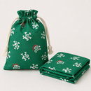Pirate skull polycotton fabric shown as a drawstring pouch
