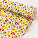Smiley faces printed polycotton fabric