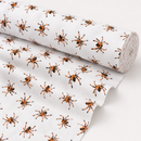 Orange and black spiders printed polycotton fabric