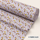 Unicorns and rainbows on light lilac polycotton fabric © Fabric Alex