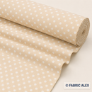 White polka dots on beige polycotton fabric © Fabric Alex
