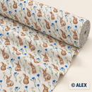 Rabbits and Wildflowers Cotton Fabric — fabric roll