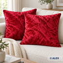 Red velvet cushion covers — illustrative sewing use