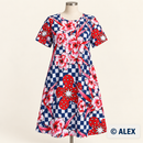 Dress made from retro floral check cotton jersey fabric