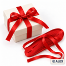 1cm red satin ribbon used for a gift bow