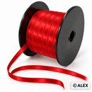 Red 5mm satin ribbon on black spool