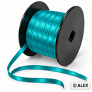 Teal 5mm satin ribbon on black spool
