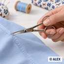 Polished Silver Sewing Scissors in use