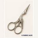Silver stork embroidery scissors - Fabric Alex