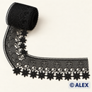 Black Starflower Scroll Brussels Lace – 8 cm
