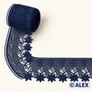 Dark Blue Starflower Scroll Brussels Lace – 8 cm