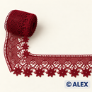 Dark Red Starflower Scroll Brussels Lace – 8 cm