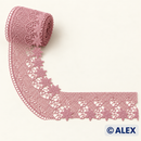 Dusty Pink Starflower Scroll Brussels Lace – 8 cm