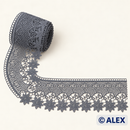 Grey Starflower Scroll Brussels Lace – 8 cm