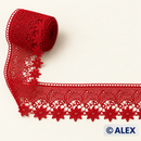 Red Starflower Scroll Brussels Lace – 8 cm