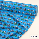 Surf Camper Vans on Turquoise Cotton Jersey Fabric