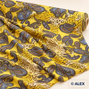 Yellow Paisley and Animal Print Viscose Fabric — fabric detail
