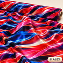 Multicolour Abstract Waves Velvet Fabric — fabric detail