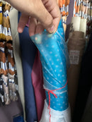 Blue waterproof fabric with white spots, 140 cm wide