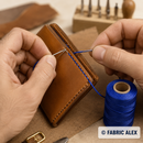 Royal blue 1.5 mm waxed thread used for hand-stitching leather