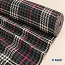 Grey and Pink Check Wool Fabric fabric roll