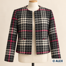 Grey and Pink Check Wool Fabric clothing inspiration