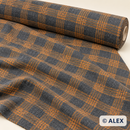 Grey and Orange Check Wool Fabric — fabric detail