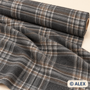 Grey and Brown Check Wool Fabric — fabric detail