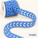 Blue woven leaf Brussels lace
