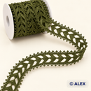 Green woven leaf Brussels lace