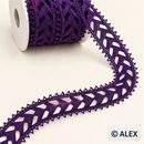 Purple woven leaf Brussels lace