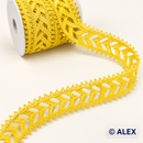 Yellow woven leaf Brussels lace