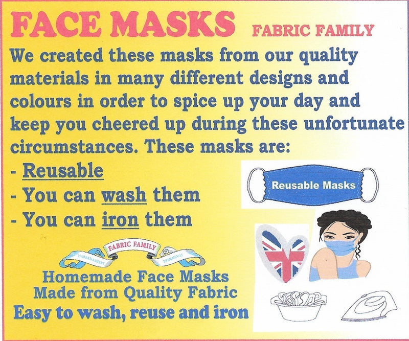 Yellow Plain Face Mask | 3 Layers With Filter | 100% Cotton | Perfect Nose To Mouth Fit | Reusable - Shop Fabrics, Cushions & Dressmaking Supplies online - Fabric Family