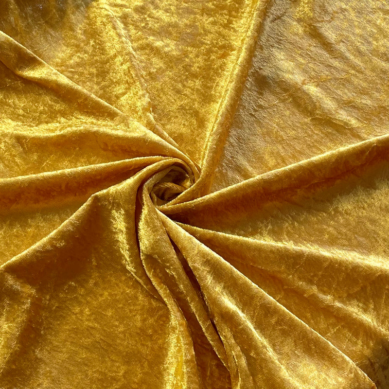 Gold Crushed Velvet Fabric | Width - 148cm/58inch