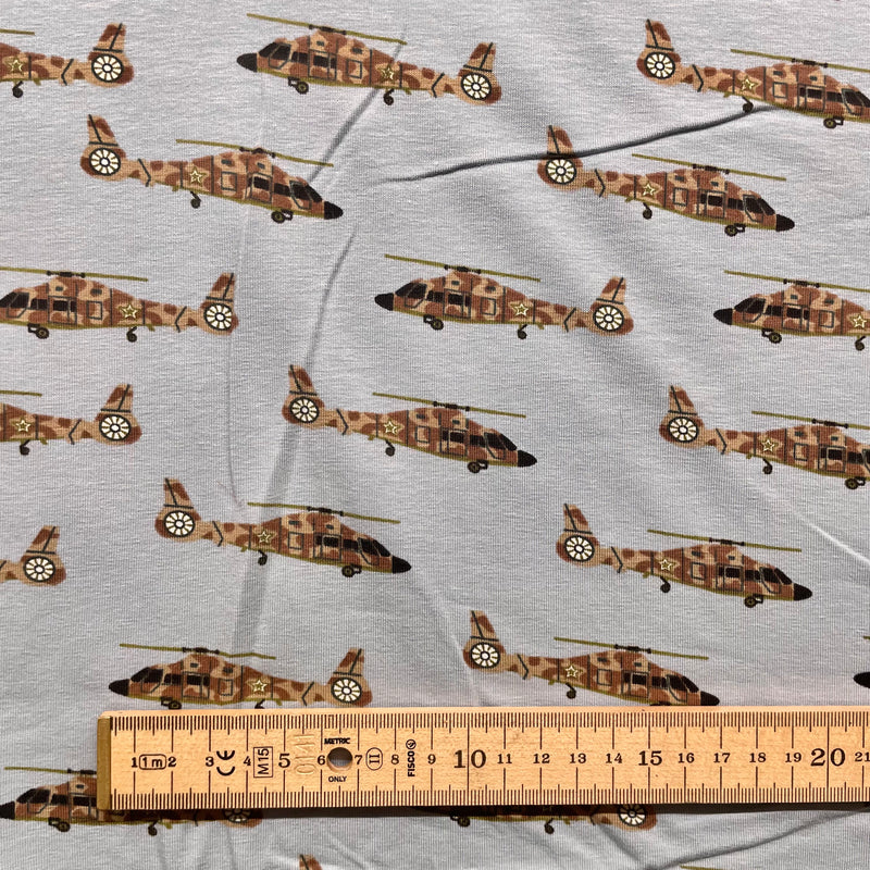 Helicopters Cotton Jersey Fabric | Width - 148cm/58inch