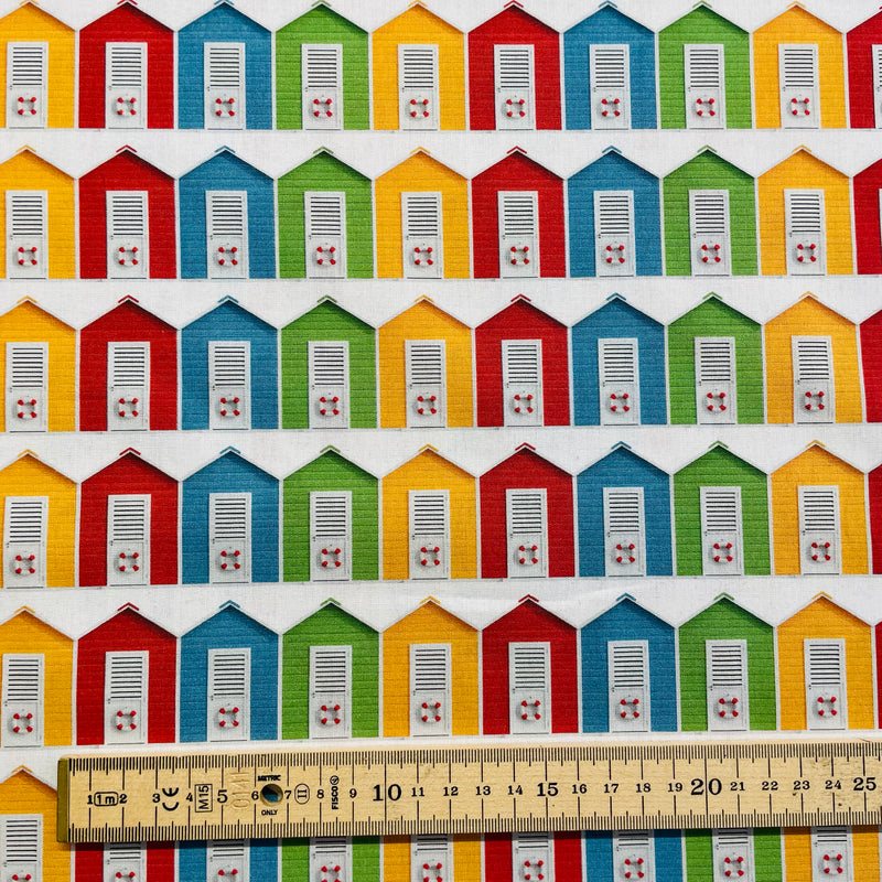 Beach Huts Cotton Fabric | Width - 150cm/59inch