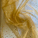 Gold Glitter Dot Organza Fabric | Width - 150cm/59inch