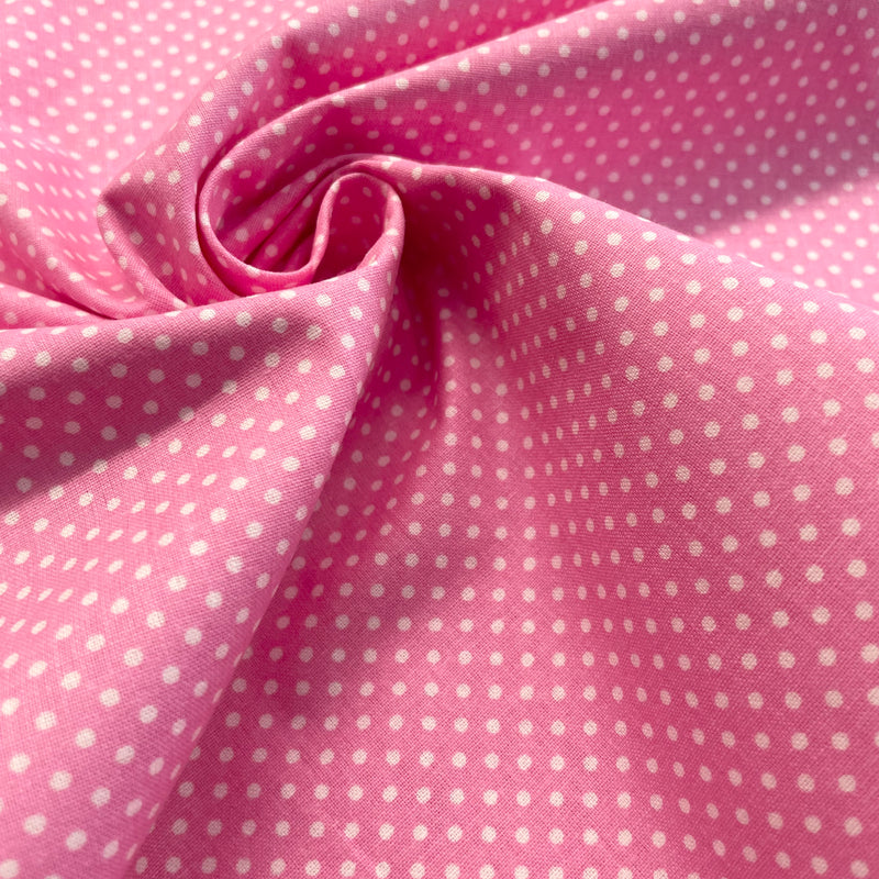 Pink Polka Dots Organic Cotton Fabric | Width - 160cm/63inch