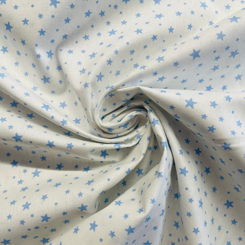 Blue Stars Organic Cotton Fabric | Width - 160cm/63inch